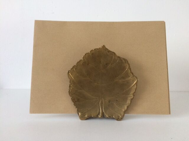 Mail holder, solid brass leaf 1970
