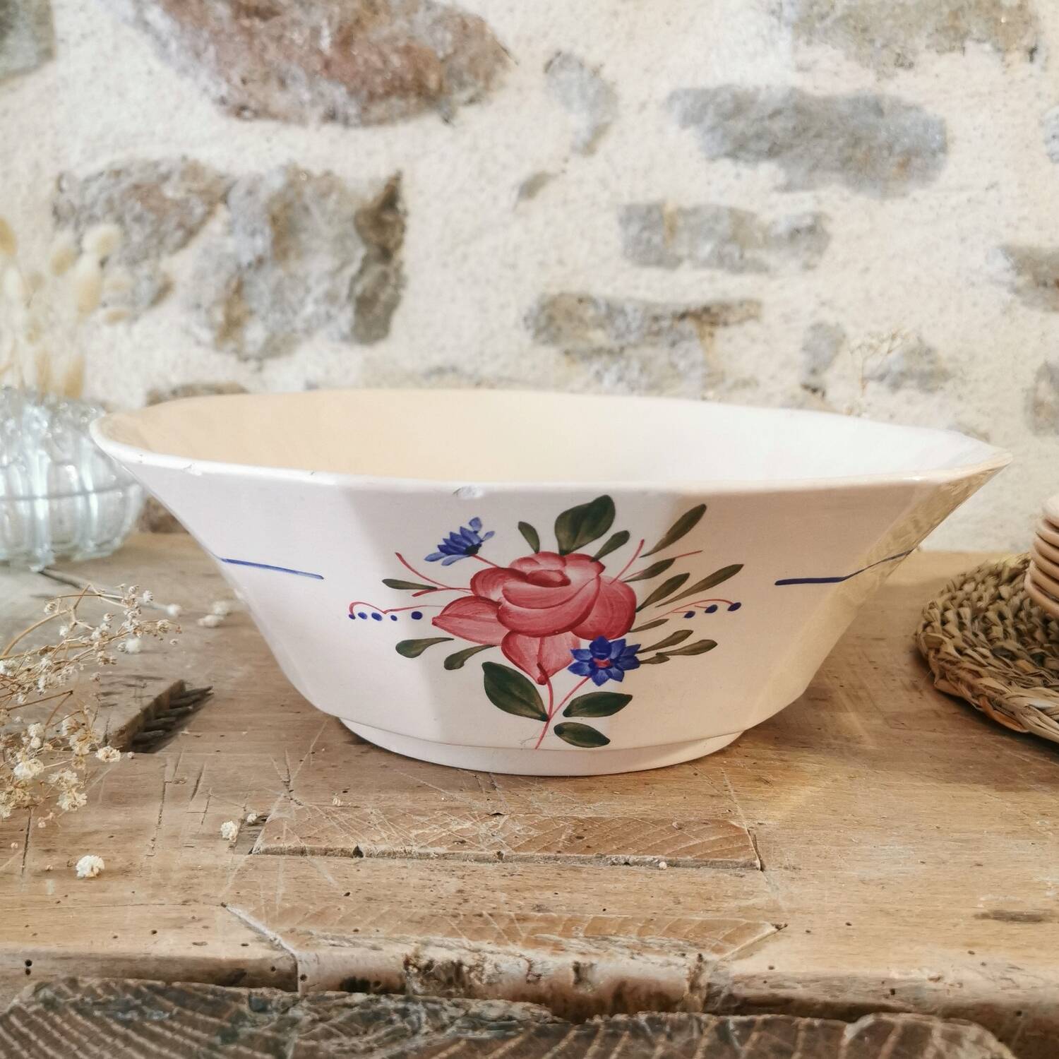 Digoin Sarreguemines pink salad bowl