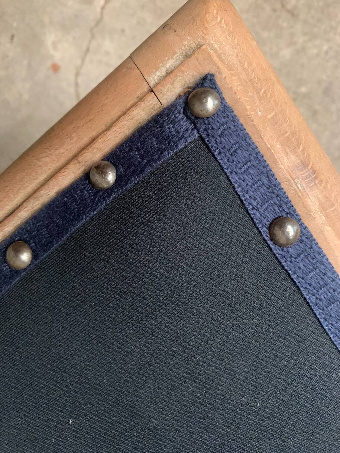 Vintage wooden and navy chair