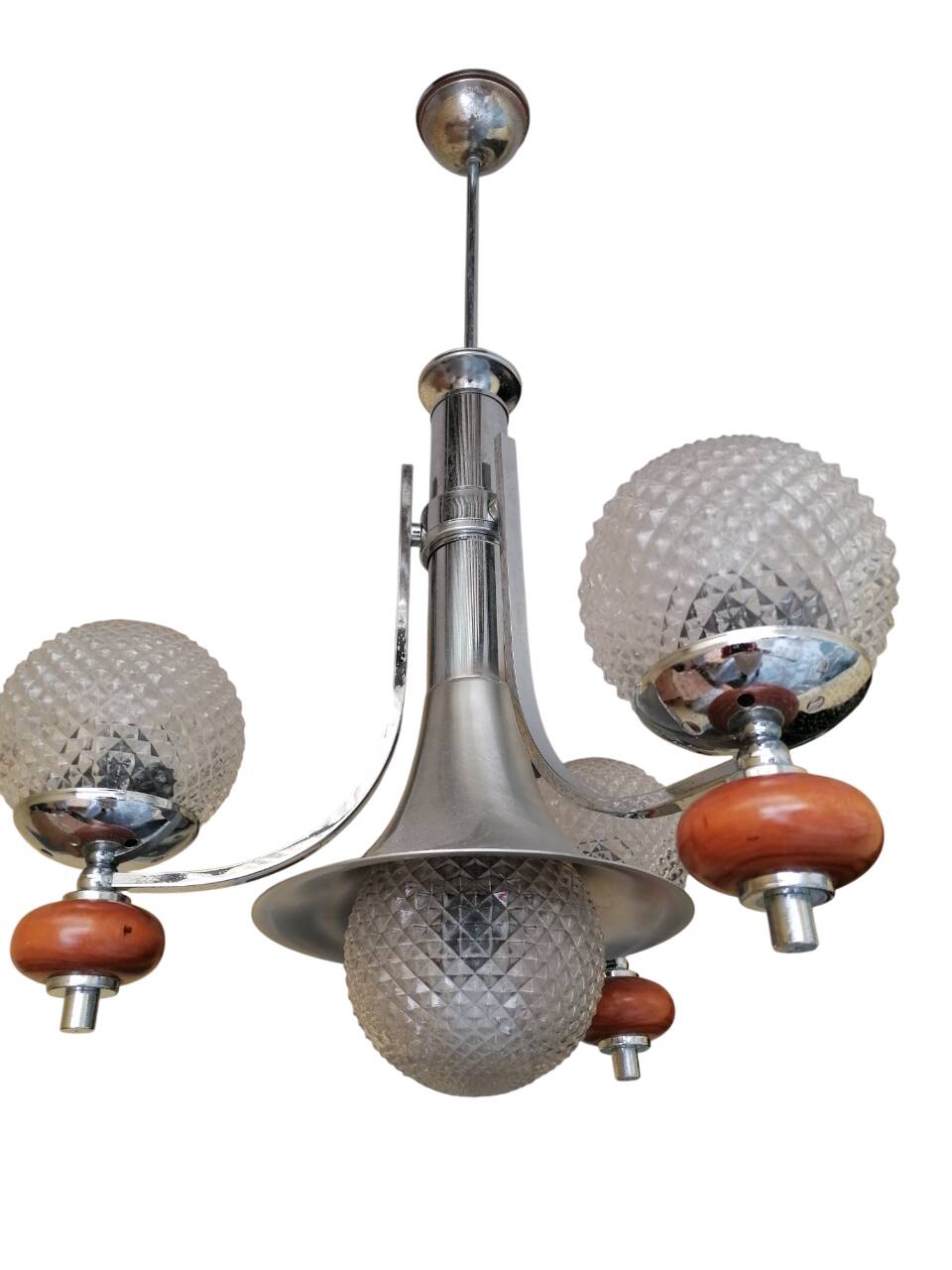 Lampadario a tre luci Space Age, anni '70