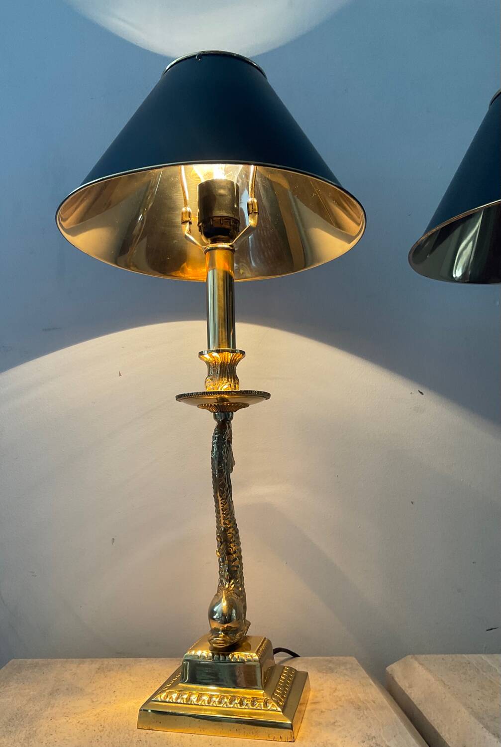 Pair of Empire lamps in bronze and sheet metal