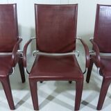 Chaises Arcadia en cuir Arper Italie années 1980, set de 4