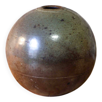 Signed stoneware round vase
