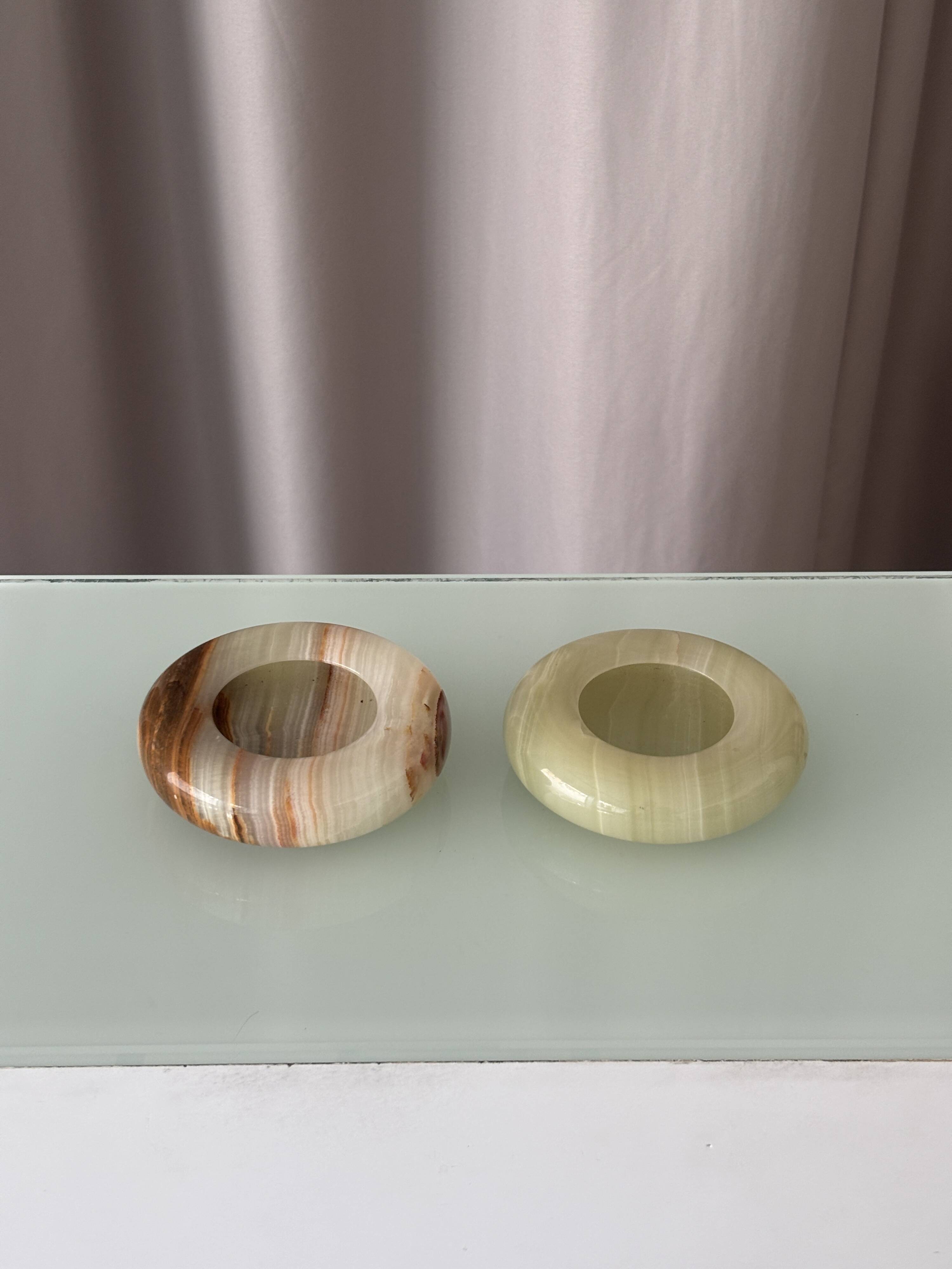 Pair of Vintage Italian Onyx Ashtrays / Catchall Dishes – 1970s