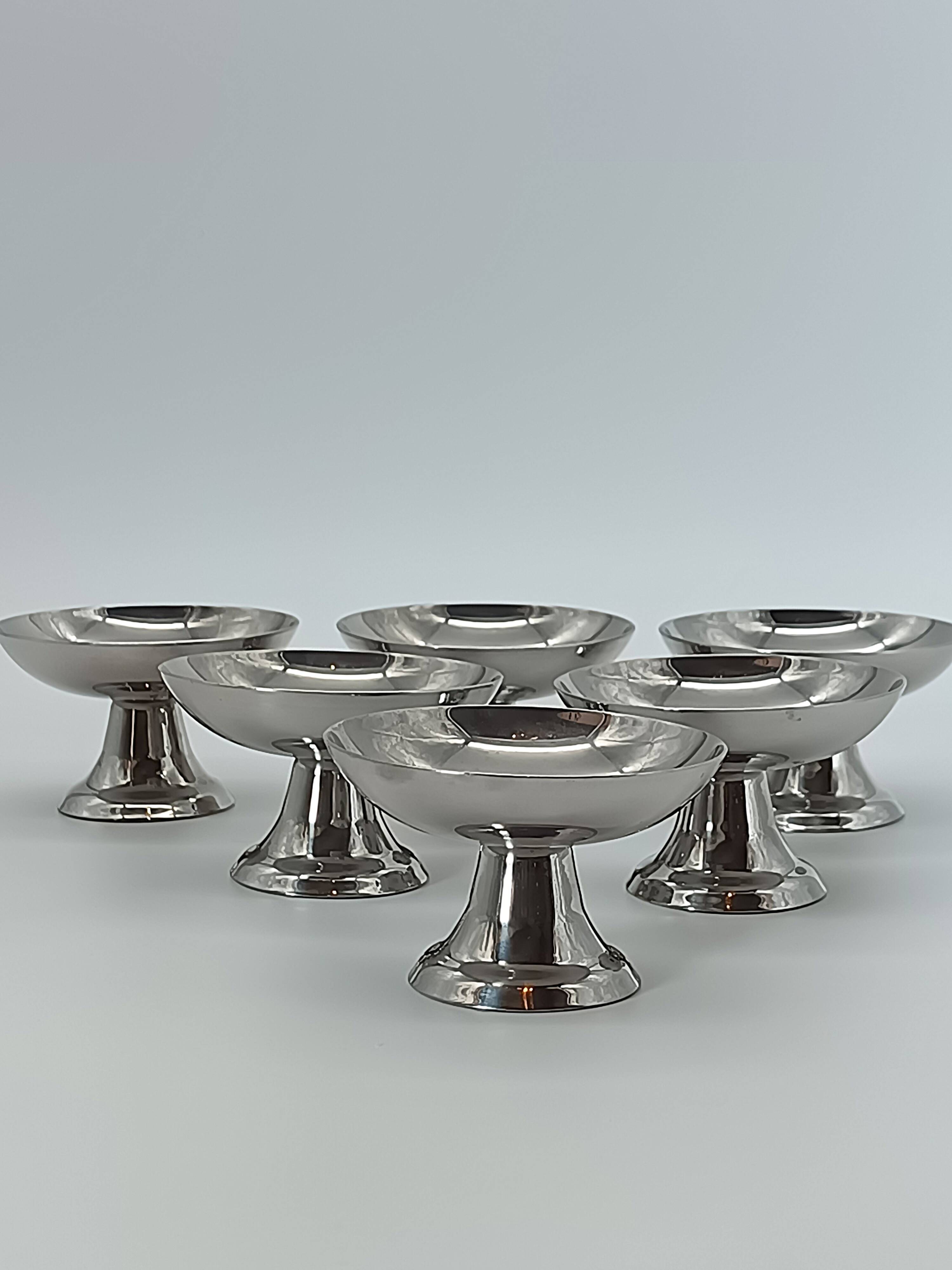 Set of 6 vintage ice cream bowls in 18/10 stainless steel - Bistro Style