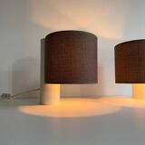 Pair of vintage table lamps, white and brown, “slim” by Gramigna for Quattrifolio, 1964 Italy