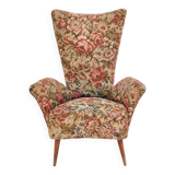 Fauteuil pour enfant en tissu floral vintage avec pieds en bois, Italie