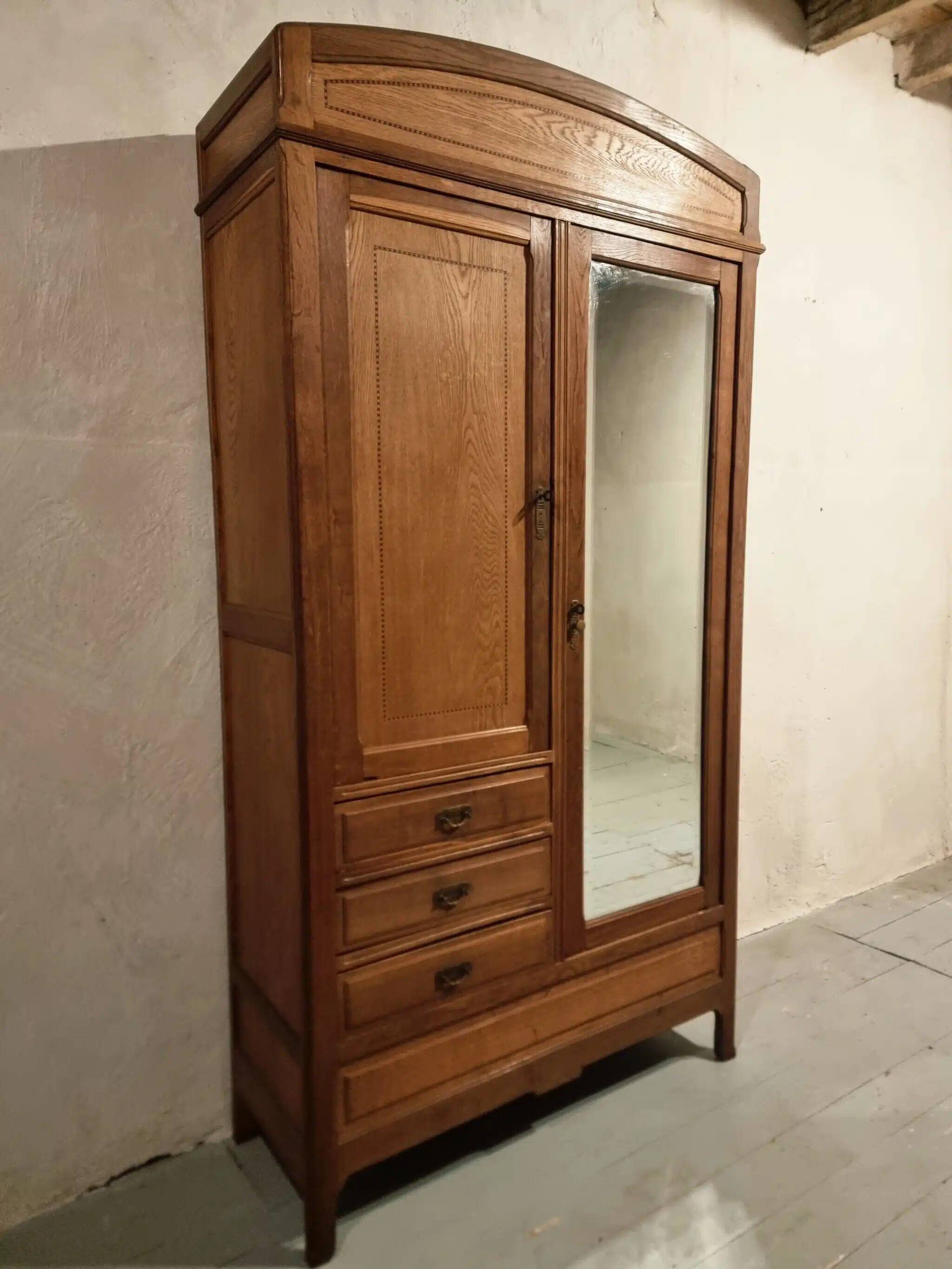 Vintage French oak wardrobe – circa 1920, with subtle Art Deco influences