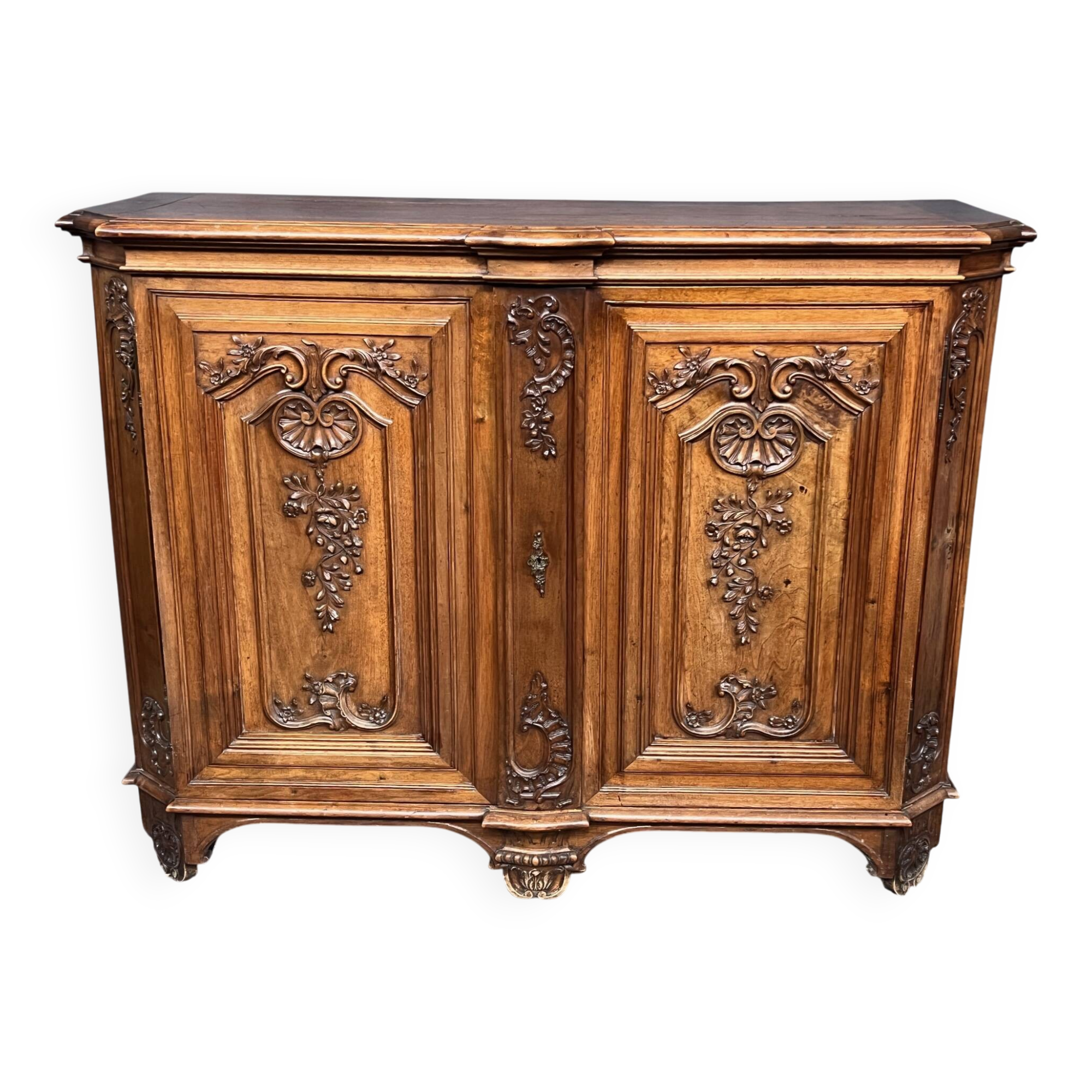 Louis XV style carved walnut chest of drawers