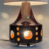 Lamp in ceramic double lighting and fabric