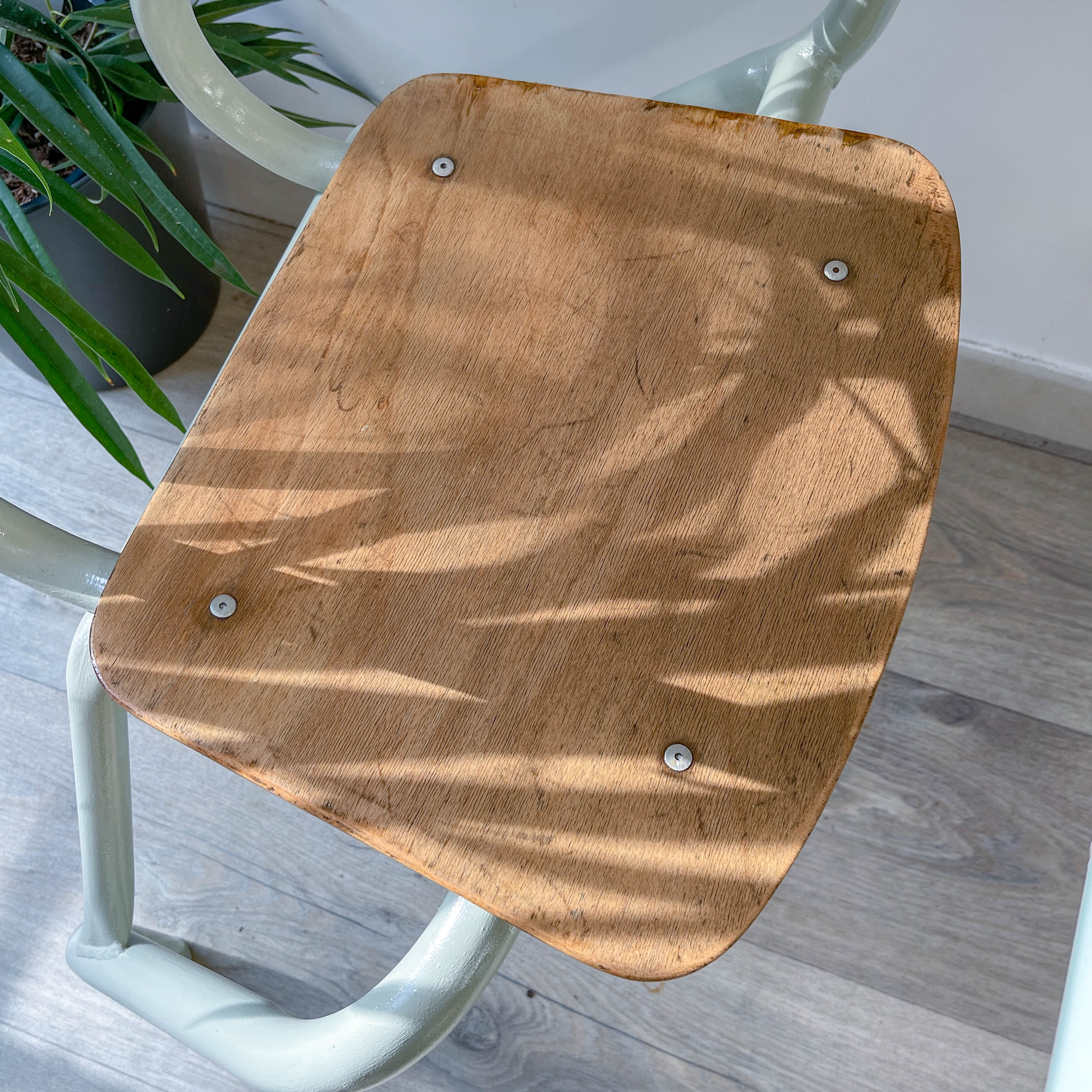 Vintage 1960s school desk – Antique wooden and metal aqua green desk – Retro school furniture – Vintage children's desk