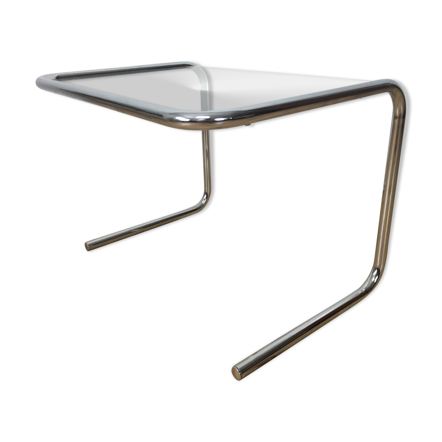 Chrome and glass side table