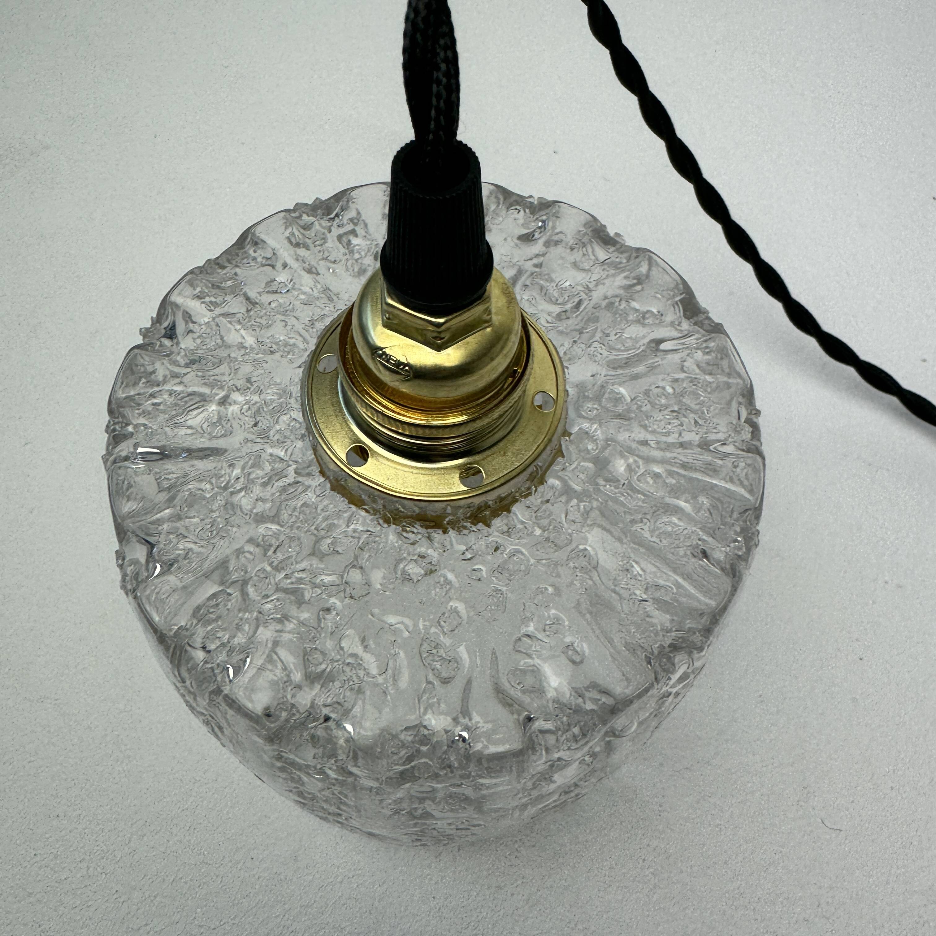 Pair of old vintage granite glass pendants