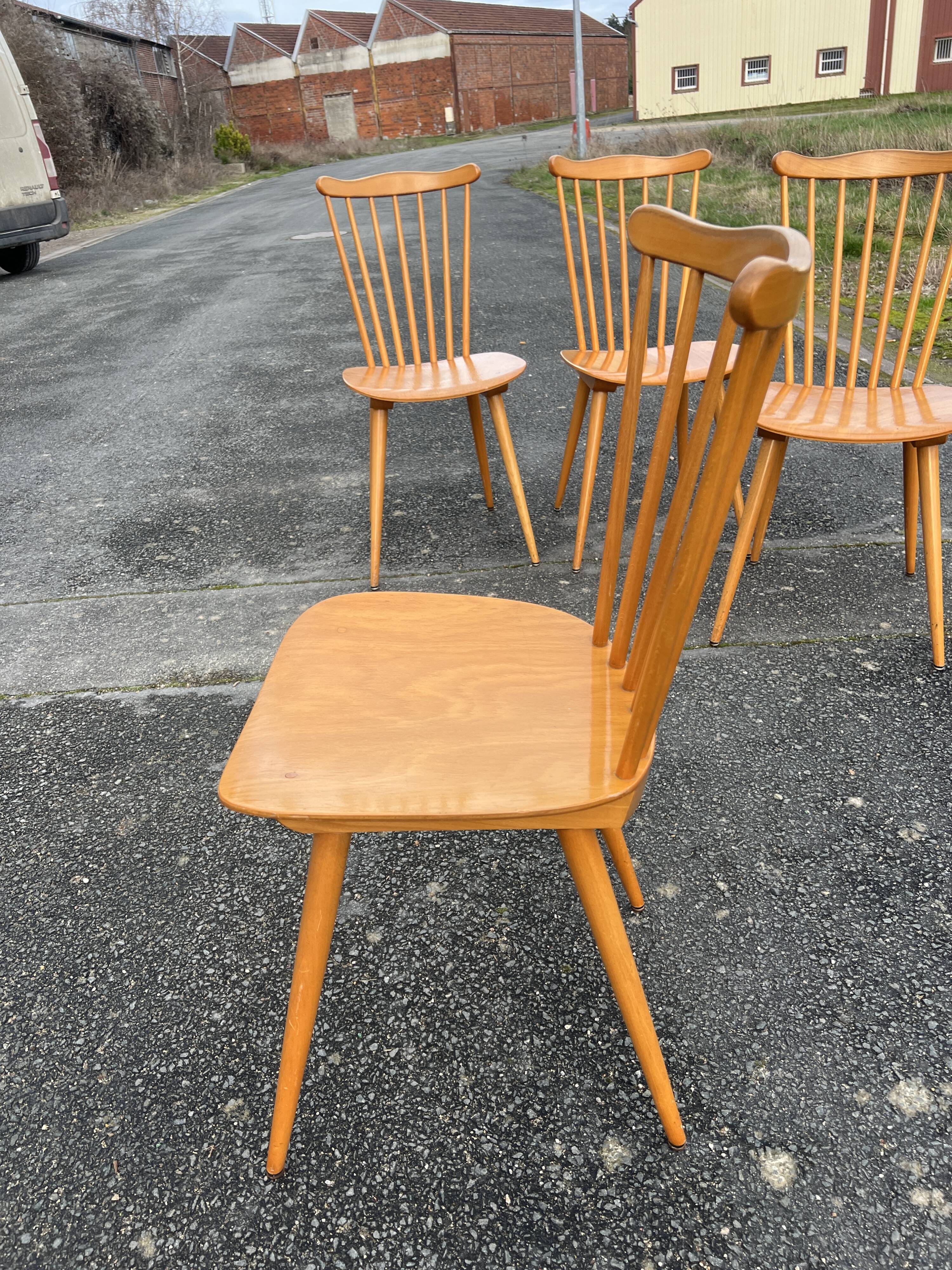 Suite of 4 Baumann chairs, Menuet model.
