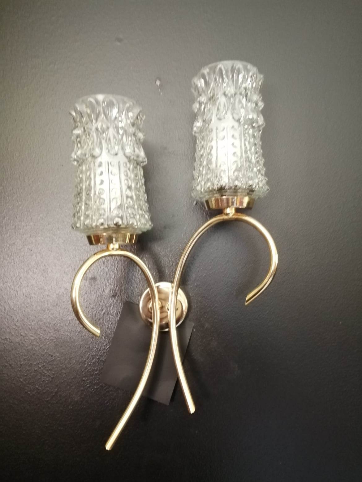 Pair of 50s wall lamps in gold gilded metal