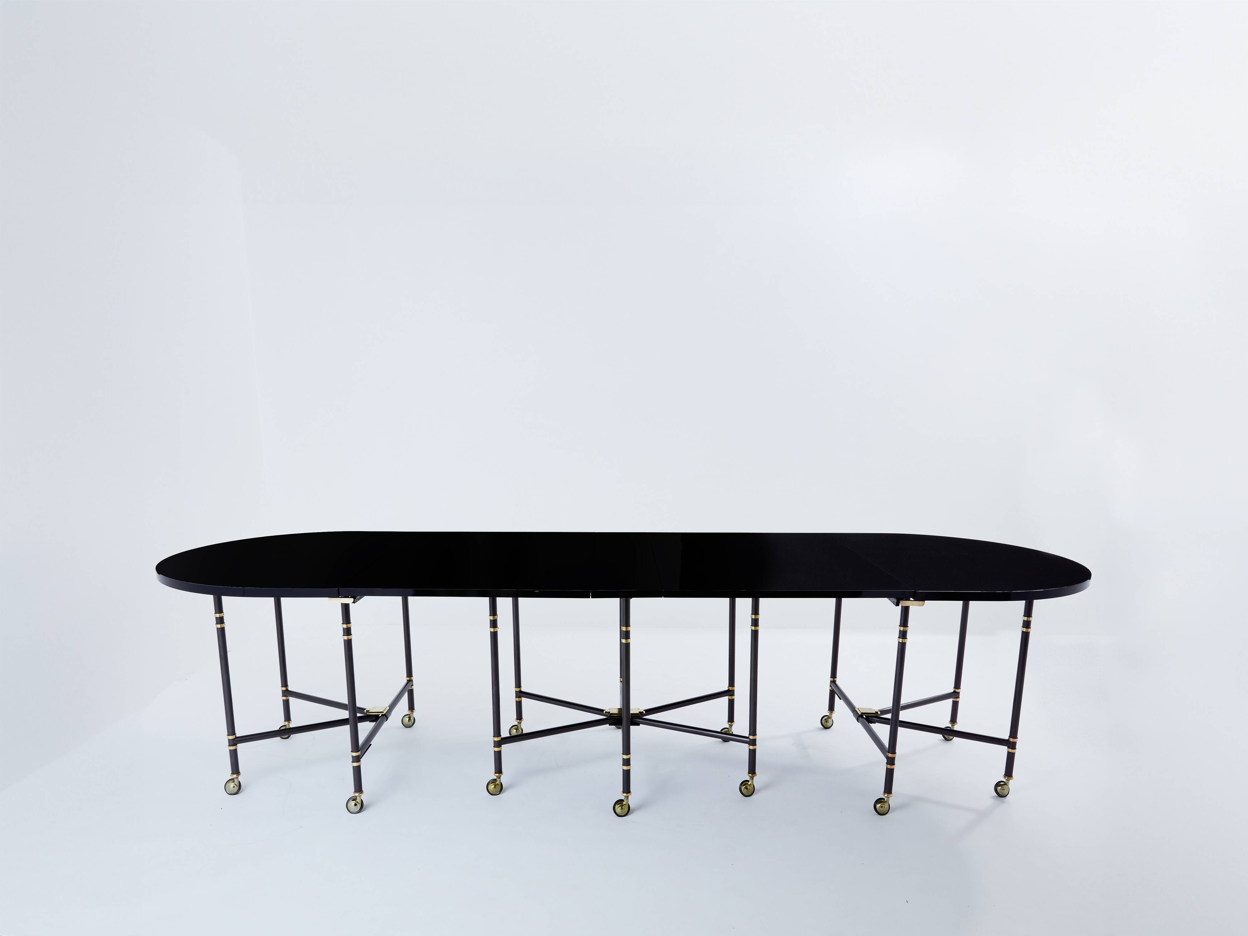 Maison Jansen Royal extendable black lacquer dining table 1960