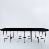 Maison Jansen table à manger Royal extensible laque noire 1960