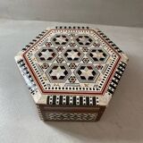 Vintage mother-of-pearl and wood jewelry box