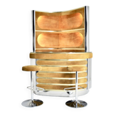 Bar set with 2 stools in the style of Willy Rizzo, 1970s