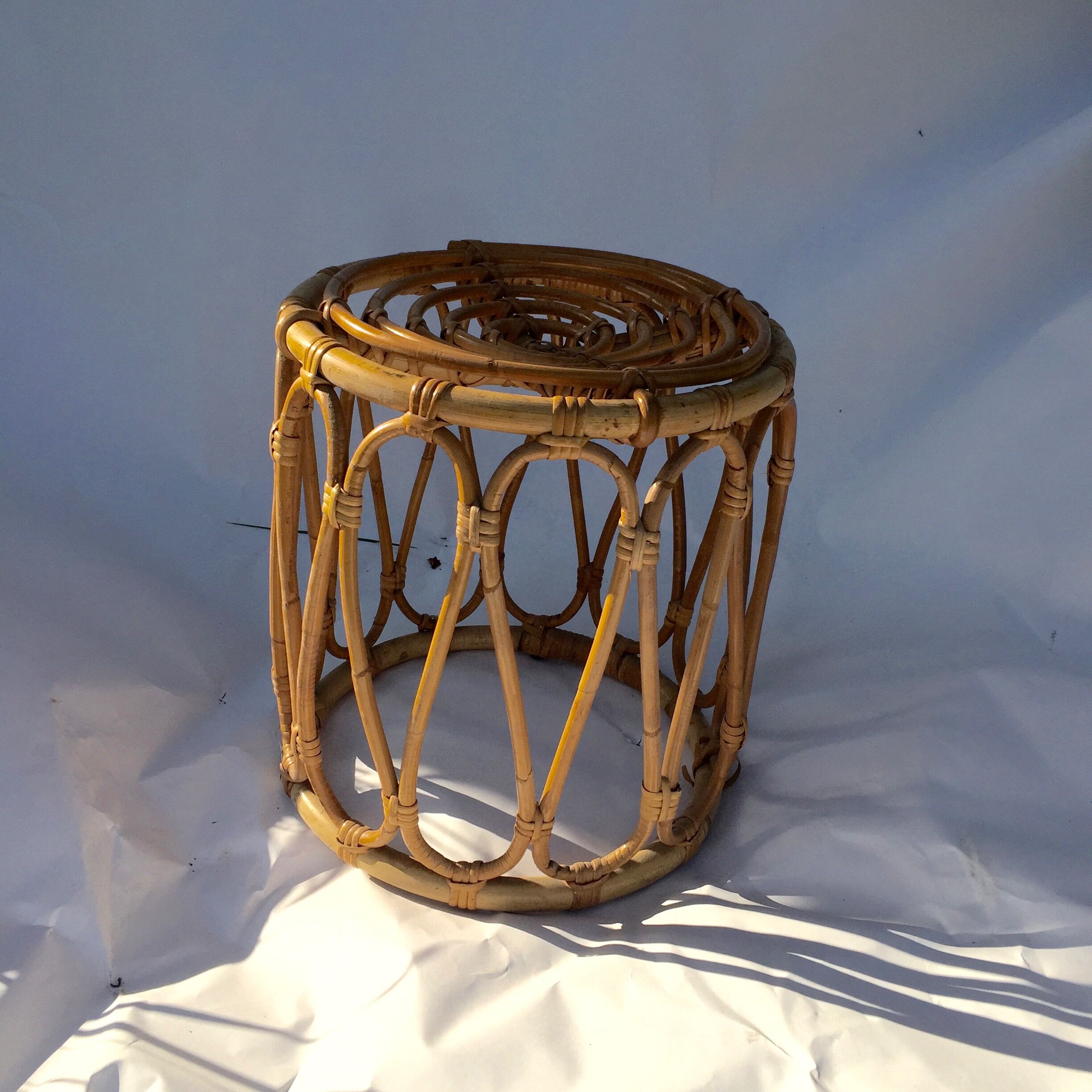 Vintage rattan pouf