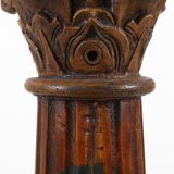 Colonne ou piédestal corinthien en bois sculpté antique, France vers 1890