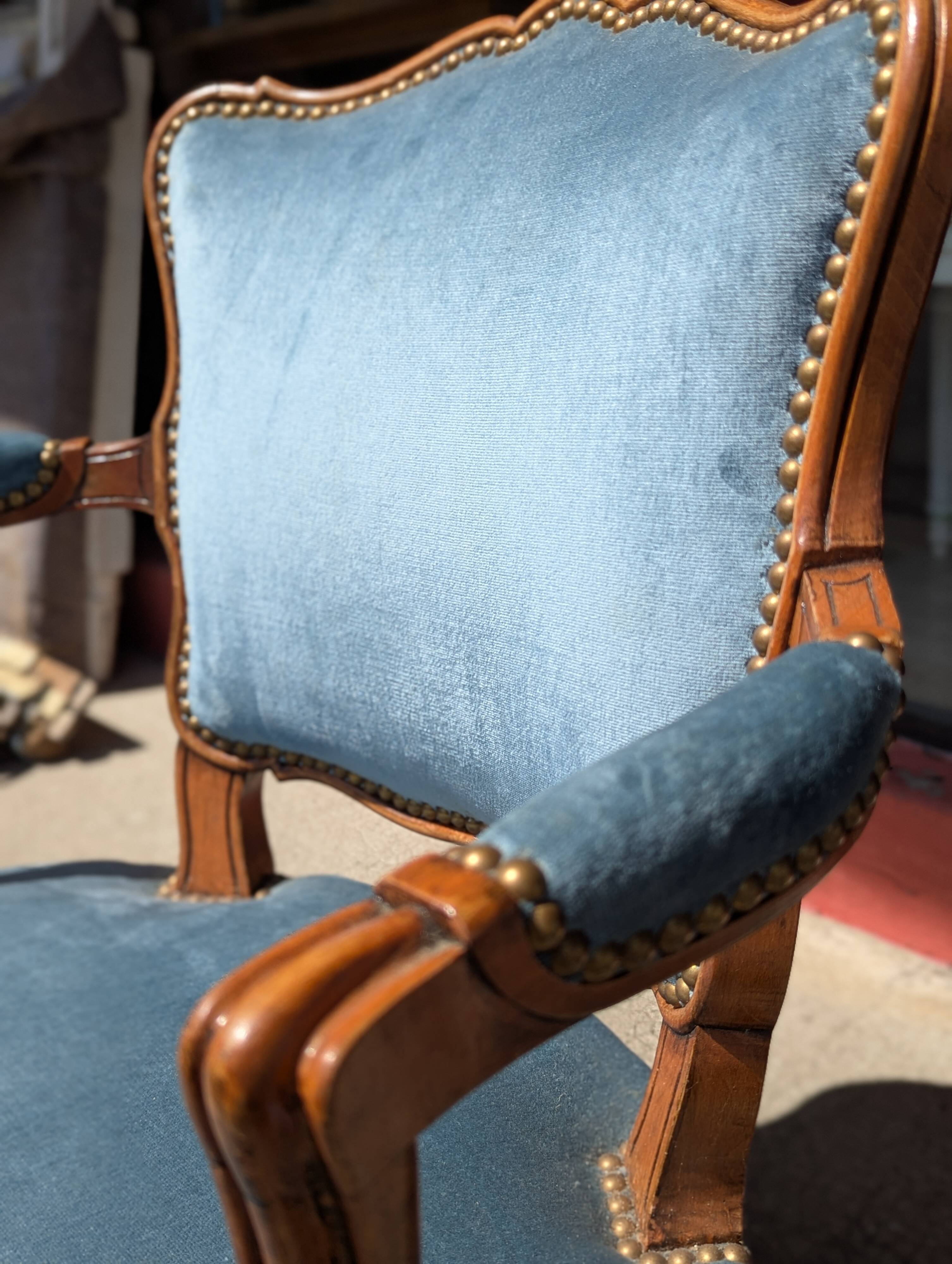 Pair of Louis XV cabriolet armchairs