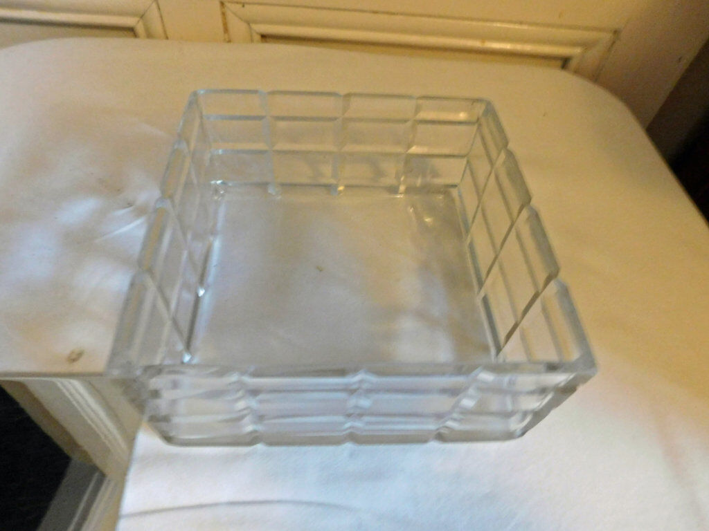 Old cut glass and vintage metal 70s biscuit box