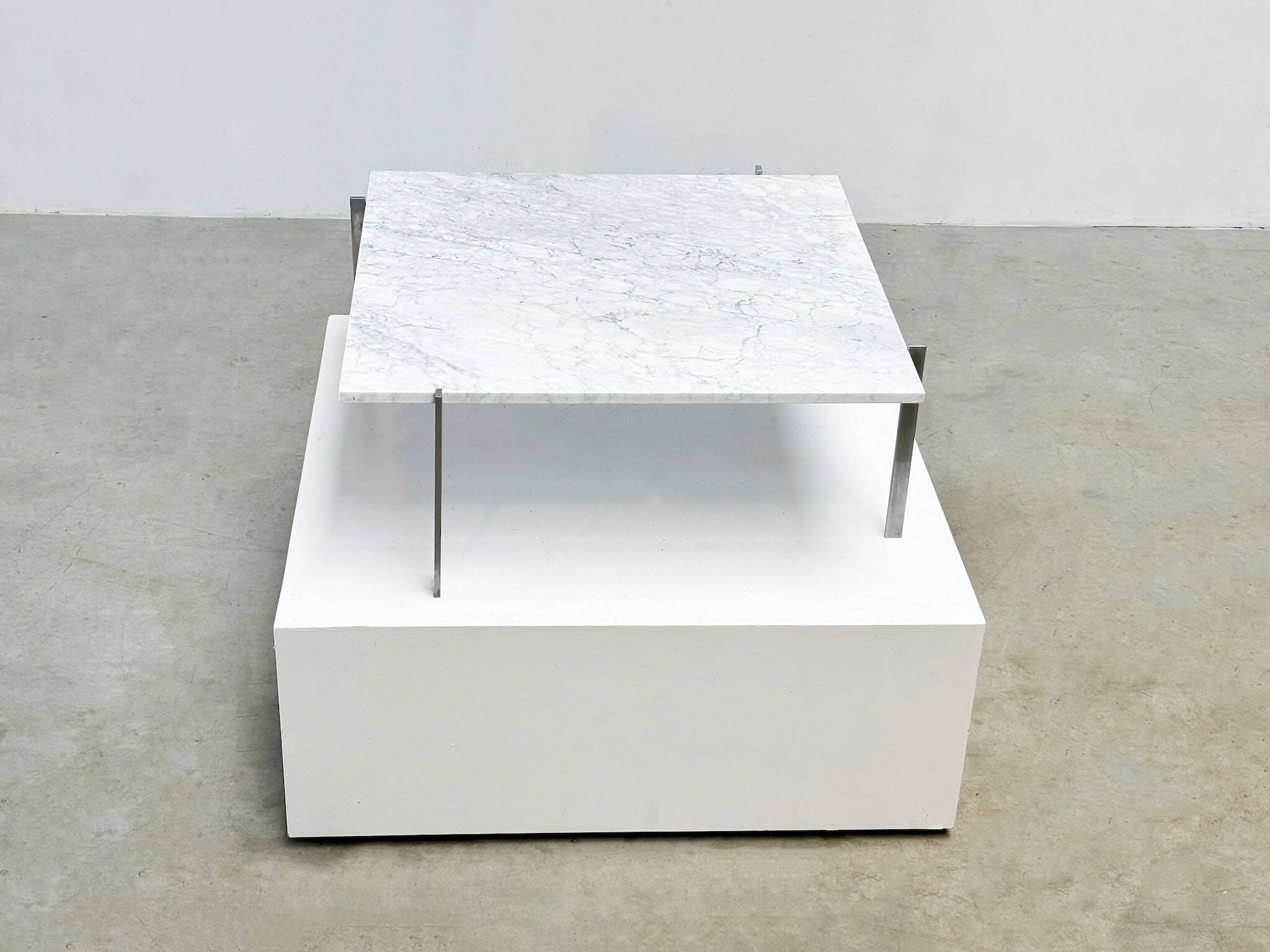 Early PK61 coffee table by Poul Kjaerholm EKC Denmark 1956 with Carrara marble top