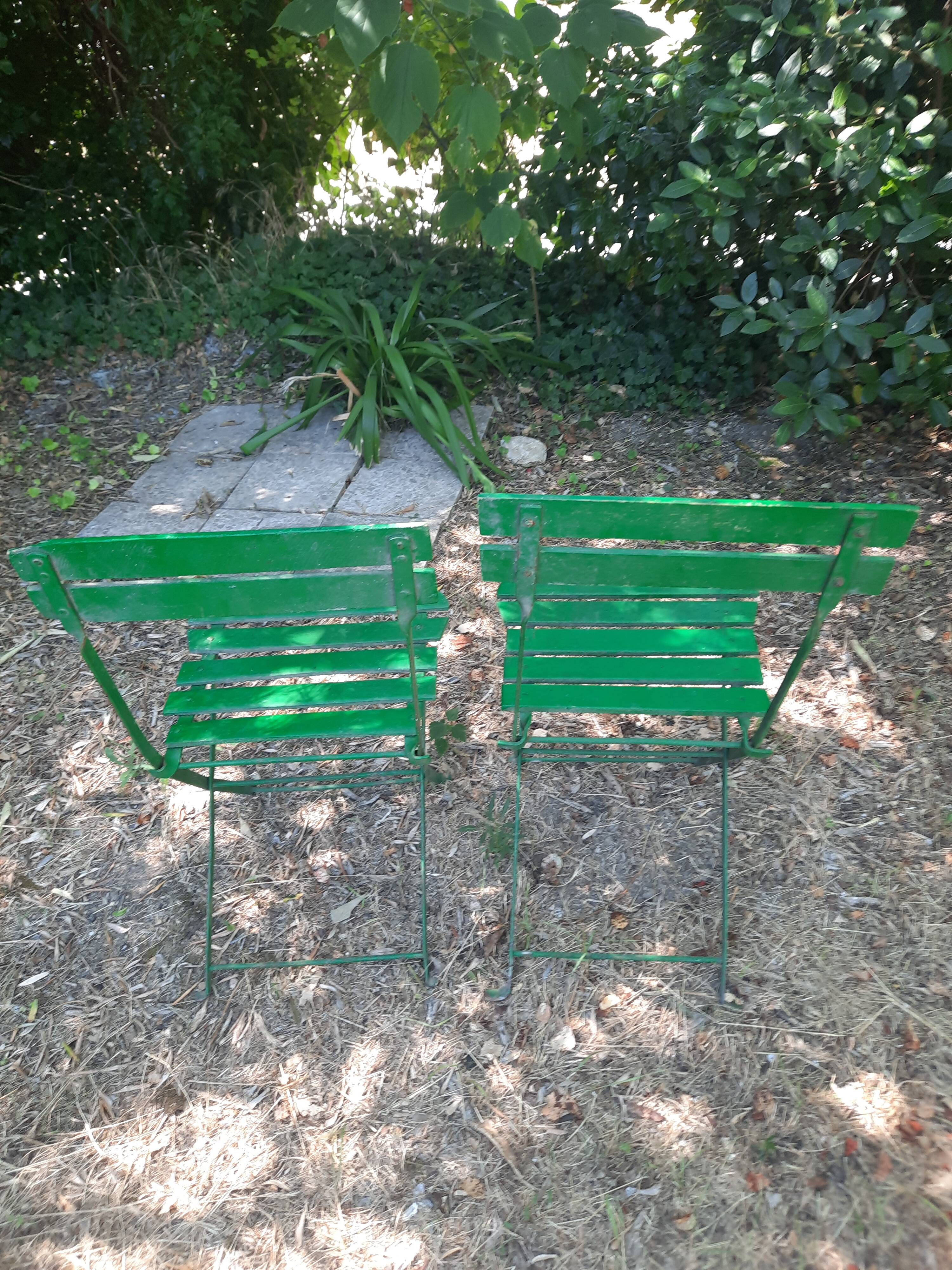 Pair of folding garden chairs