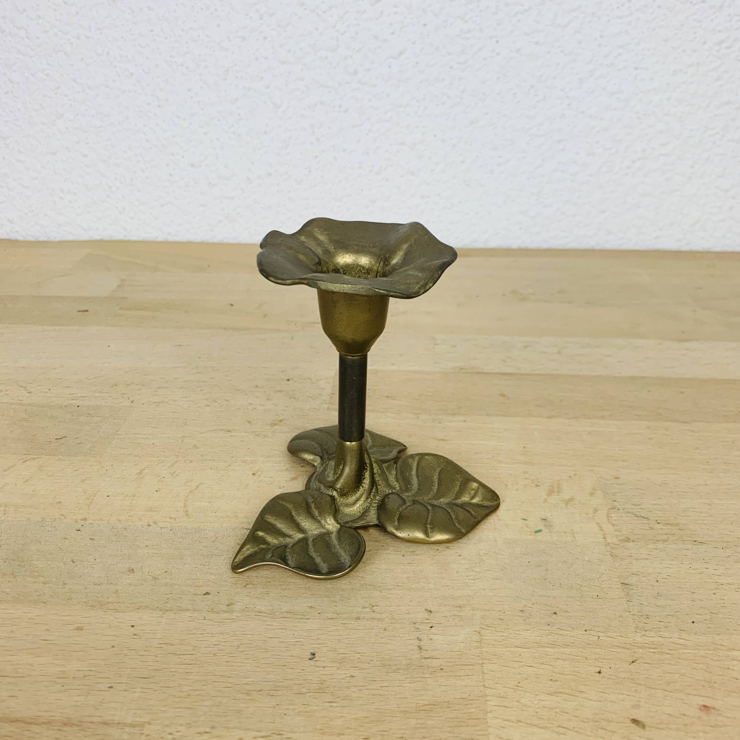 Vintage brass flower candle holder