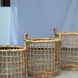 Trio de paniers en jonc de mer ajourés