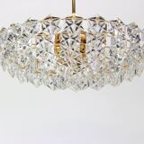 Impressive brass and crystal glass chandelier by Kinkeldey, Germany, 1970s.