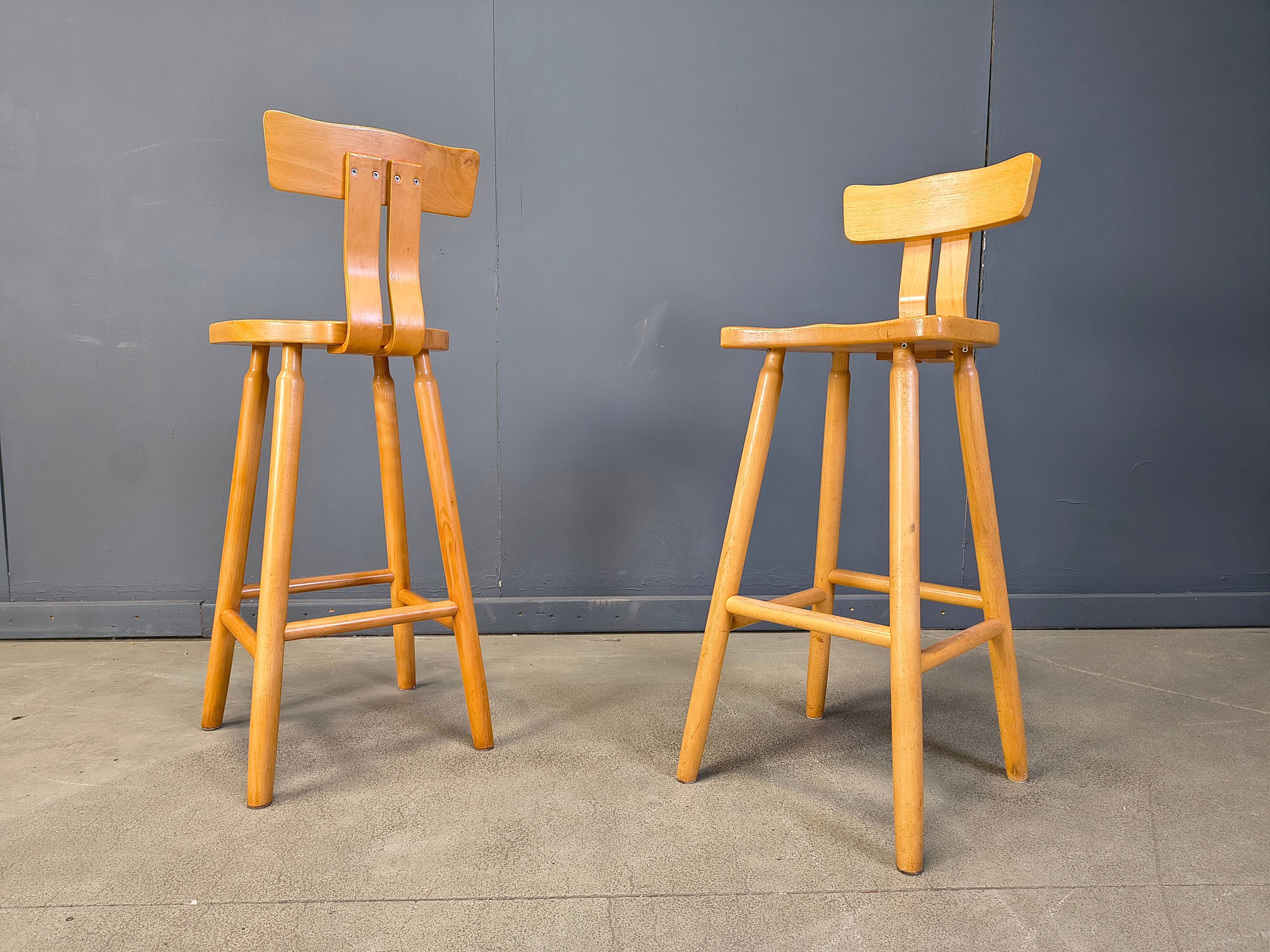 Brutalist 1960s bar stools, set of 6.