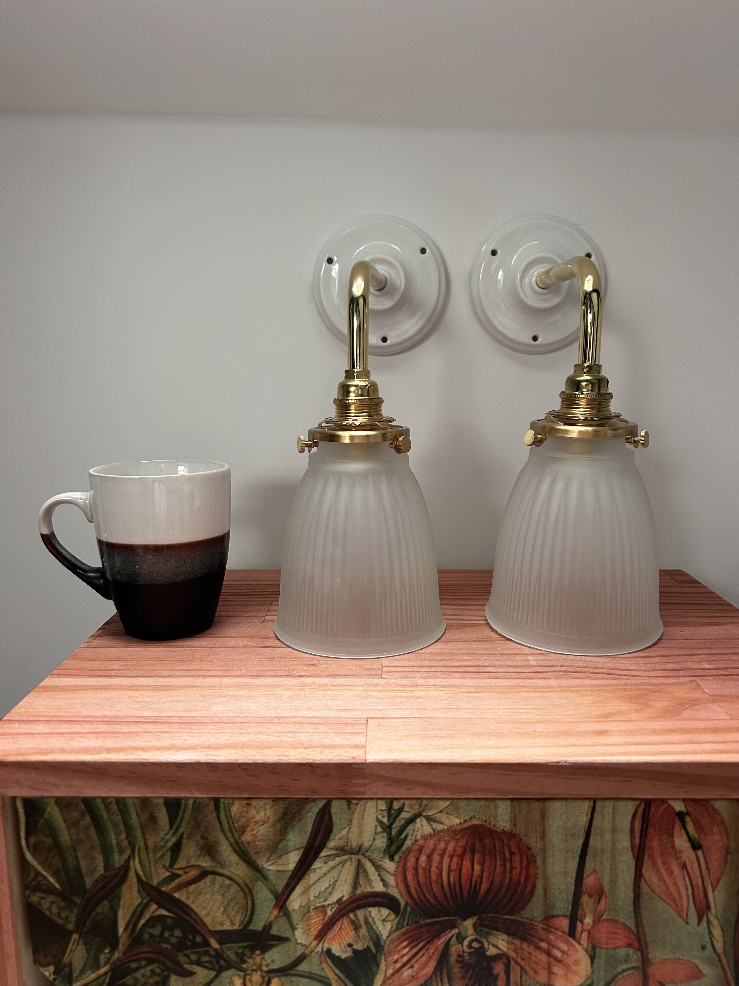 Pair of glass tulip wall sconces