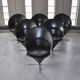Set of 6 vintage black leather cone chairs by Verner Panton for Gebrüder Nehl