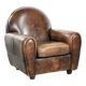 Armchair made of comfortable sheepskin leather in Art Deco design