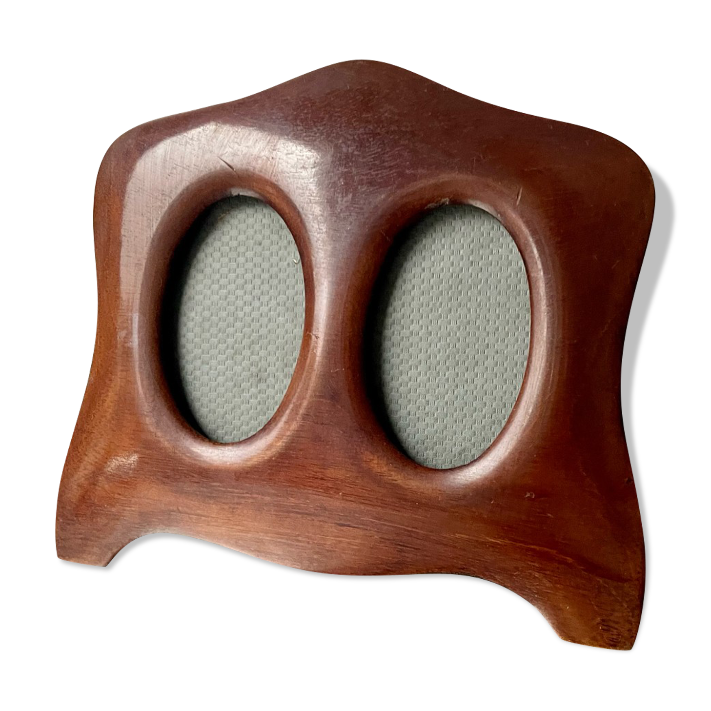 Antique  art nouveau mahogany double frame wood measurements 20 cm x 18 openings 8 cm x 5 cm