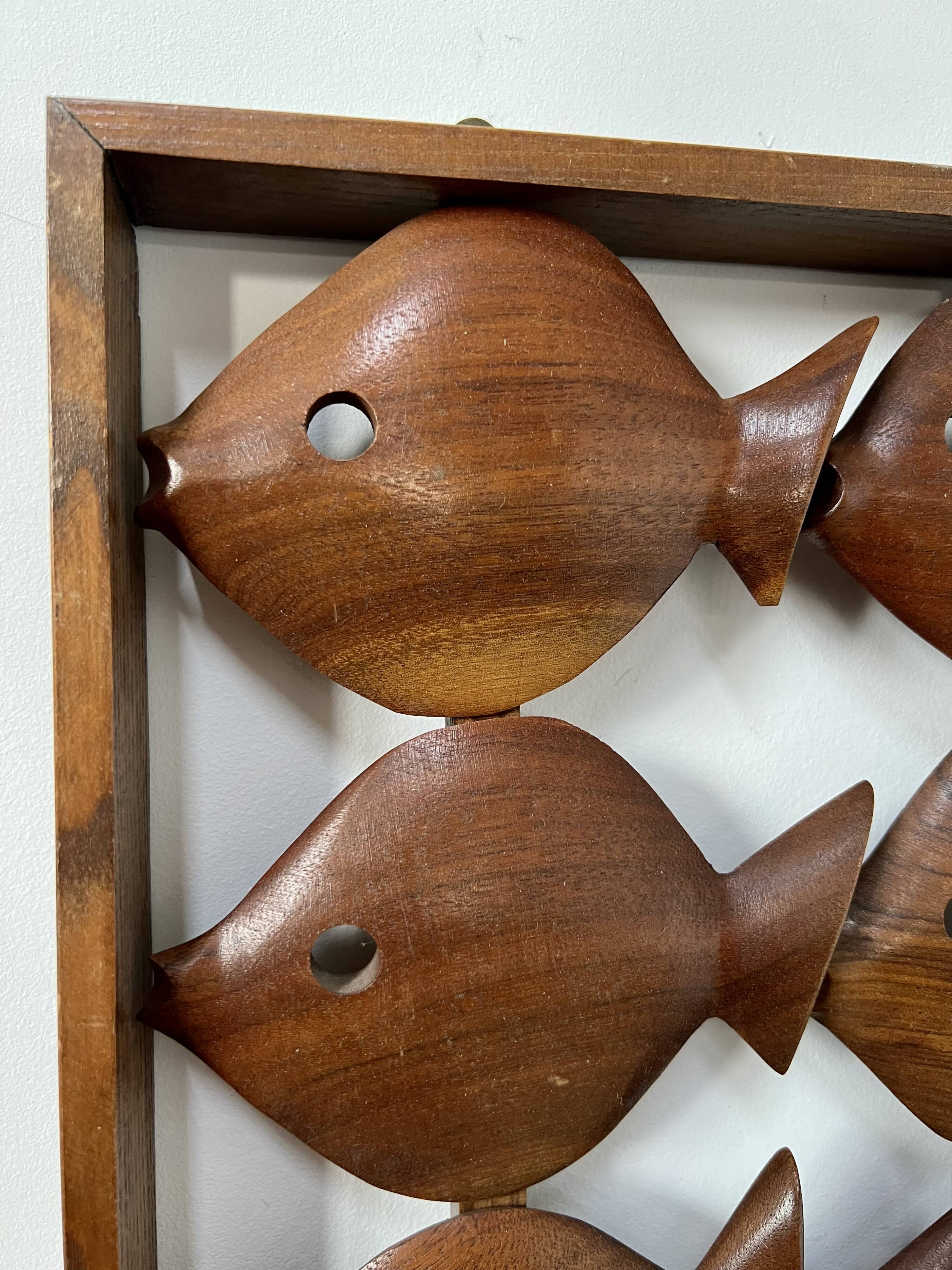 Old teak frame "fish" Scandinavian design of the 60s vintage decoration