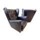 Howard Keith pair of black leather armchairs for HK Furniture