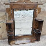 Antique mirror - Art Deco shelf in Burmese teak