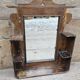 Antique mirror - Art Deco shelf in Burmese teak