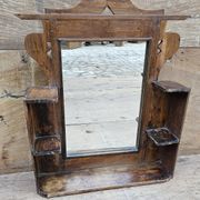 Ancien miroir - étagère Art déco en teck birman