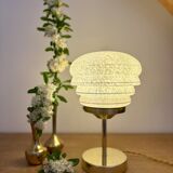 Vintage art deco globe table lamp in green and gold Clichy glass