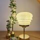 Vintage art deco globe table lamp in green and gold Clichy glass