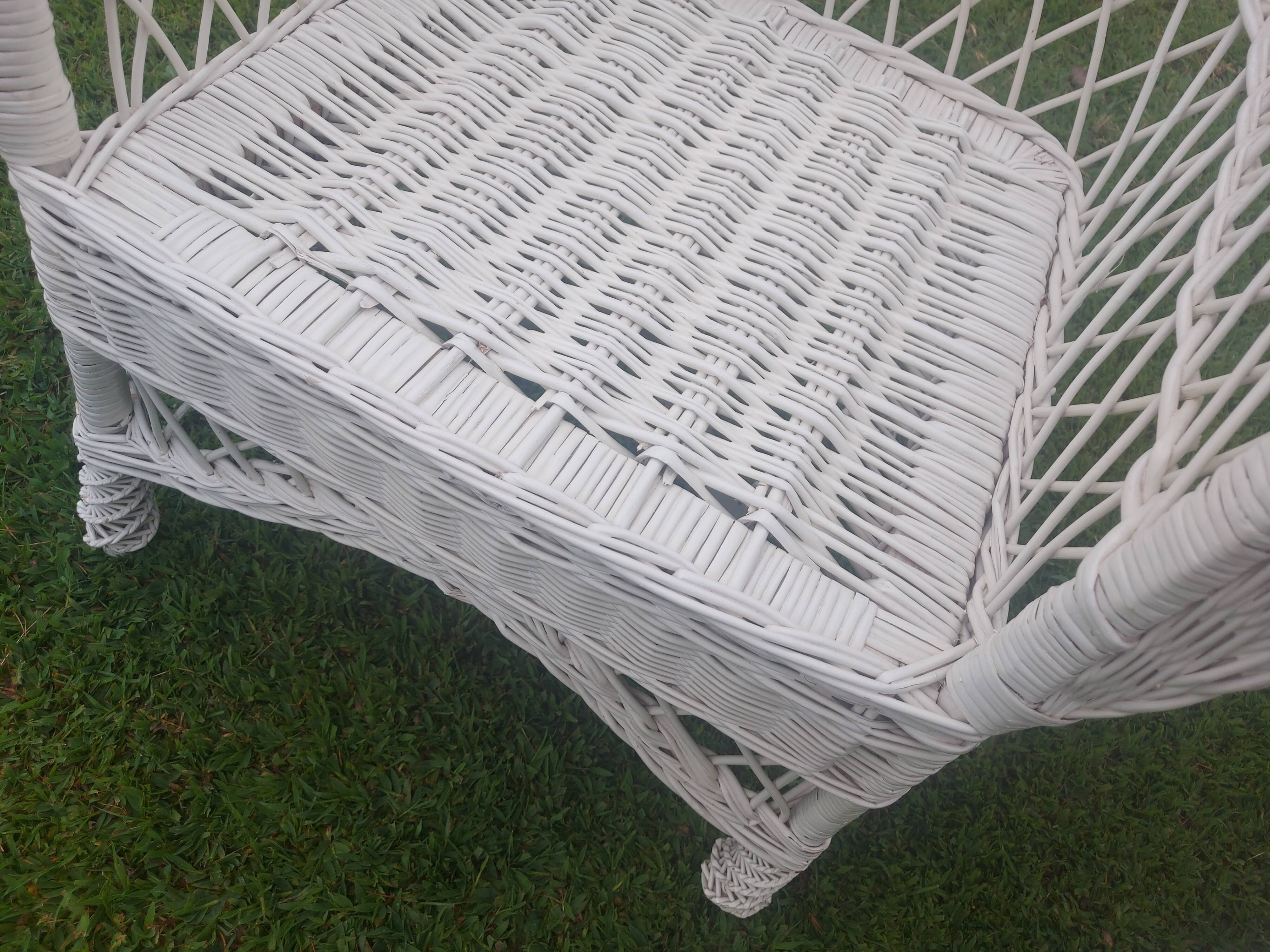 Rattan armchairs, white lacquered