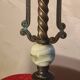 large bronze lamp from 1940 to 1950, glass globes 60x24, electrical in working order with pull switch