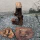 Old bedside table or plant holder vintage wood deco brutalist naturalist