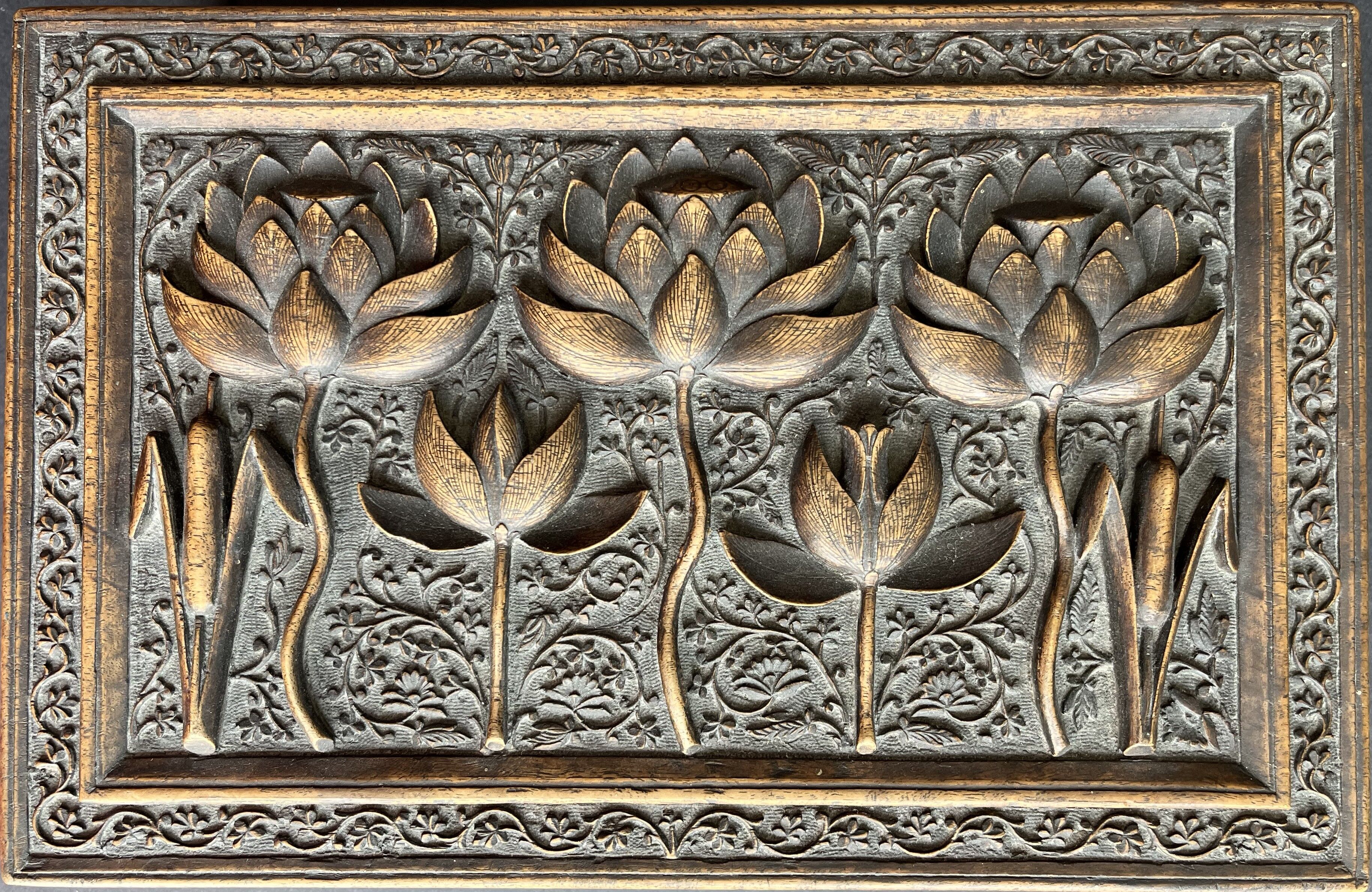 Carved wooden jewelry box