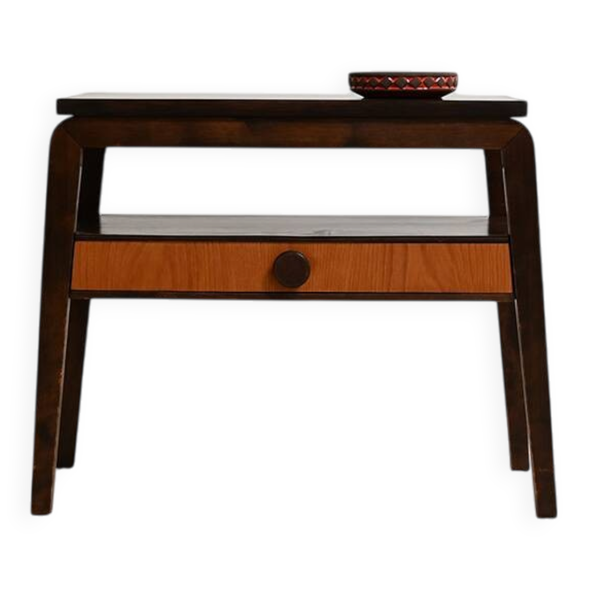 Scandinavian teak and dark wood bedside table, 1950s