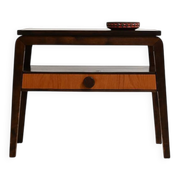Scandinavian teak and dark wood bedside table, 1950s
